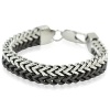 Father's Day Gfit Mens Stainless Steel Silver and Black Arrow Link Chain Bracelet wtih Gift Box, 8.5''