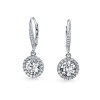 Bling Jewelry Vintage Style Sterling Silver Round CZ Leverback Earrings