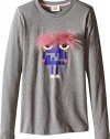 Fendi Kids Girl's Long Sleeve T-Shirt w/ Logo Monster Graphic (Big Kids) Grey T-Shirt 10 Years