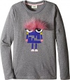 Fendi Kids Girl's Long Sleeve T-Shirt w/ Logo Monster Graphic (Little Kids) Grey T-Shirt 6 Years