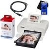 Canon Selphy CP1200 Wireless Color Photo Printer (White) + Canon KP-108IN Color Ink Paper Set (Produces up to 108 of 4 x 6 prints) + USB Printer Cable + HeroFiber Ultra Gentle Cleaning Cloth
