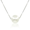 Sterling Silver 10MM Solitaire Pearl Box Chain Pendant Necklace for Women with Gift Box