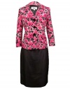 Le Suit Women's 3/4 Sleeve Floral Printed Jacket and Skirt Suit Set
