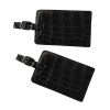Concierge Accessories Set of 2 Genuine Leather Embossed Crocodile Print Luggage Tags Black