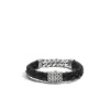 John Hardy Classic Chain Collection 12MM Black Leather with Silver Bracelet