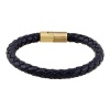 MORE FUN Navy Blue Woven Braided Leather Bracelet with Magnetic Lock Clasp