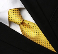 KissTies Blue White Dot Tie Extra Long Necktie in Gift Box, Yellow (63'' XL)