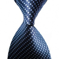 KissTies Plaid Navy Blue Tie Extra Long Necktie in Gift Box, Navy (63'' XL)