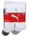 Puma Men's Crew Sock, White/Grey, 10-13 (Pack of 6)
