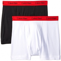Calvin Klein Men's Cotton Classics Boxer Brief, White/Red Waistband/Black, Medium (Pack of 2)