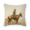 Artistdecor Pillowcase Of Oil Painting Frederic Remington - The Lookout,for Kitchen,father,valentine,son,study Room,bench 18 X 18 Inches / 45 By 45 Cm(two Sides)