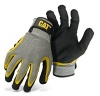 CAT CAT017415L Double Coated Textured Latex Palm with Black and Yellow Fingers with a Gray Polyester Back. Size Large
