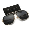 AEVOGUE Aviator Sunglasses For Men Goggle Alloy Frame Brand Designer AE0336 (Gold&Black, 62)