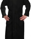 Men's Waffle Kimono Robes Spa Bathrobe Made in Turkey (One Size, Black)