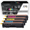 GPC Image 4 Pack Compatible Toner Cartridge Replacement for HP 410A CF410A CF411A (1 Black, 1 Cyan, 1 Magenta, 1 Yellow) for HP LaserJet Pro MFP M477fdw M452nw M452dw MFP M477fnw M452 M477 Printers