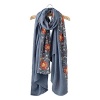 RiscaWin Lady Colorful Exquisite Daisy Flower Embroidered Scarf Shawl (Denim Blue)