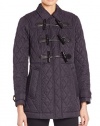 Burberry Brit Woman's BLACKSTON Hooded Quilted Duffle Coat in Navy