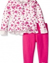 GUESS Girls' Print Fleece Hoodie and Pant Set, Hearts Pink, 6/9M