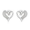 Heart Stud Fashion Earrings, Solid Sterling Silver, Perfect Gift for Girl or Women