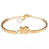 Richapex 18K Gold Plated Stainless Steel Teddy Bear Link Bracelet with Shell Pearl Pendant (gold-plated-base)