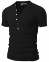 Doublju Mens Henley T-shirts with Short Sleeve