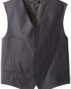 Calvin Klein Big Boys' Fine Line Twill Vest, Dark Charcoal Heather, Large