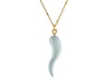 White Enamel Horn Pendant Necklace in Sterling Silver, Length: 36 Inches - Fronay Collection