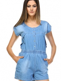 Boteley Fashion Short Sleeve Jeans Jumpsuit Rompers for Women