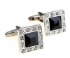 Epinki Stainless Steel Tuxedo Cubic Zirconia Black and Silver Square Cufflinks