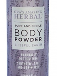 Natural Body Powder, Dusting Powder, No Talc, Corn, Grain or Gluten, non GMO, Ora's Amazing Herbal (Blissful Earth scent)