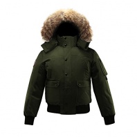 Triple F.A.T. Goose Grinnell Mens Goose Down Bomber Jacket with Real Coyote Fur (Small, Olive)