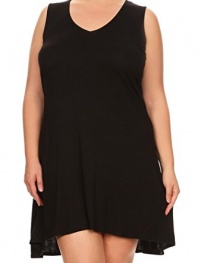 Womens Plus Size Solid, Sleeveless Short Dress MADE IN USA