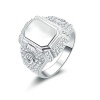 AmDxD Jewelry Silver Plated Men Promise Customizable Rings Shield CZ,Engraving