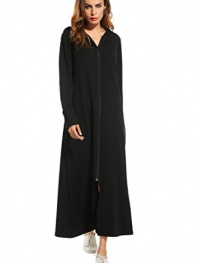 Meaneor Women's Long Robes Plus Size Hoodie Bathrobe with Zipper