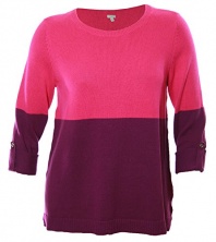 Charter Club Women's Plus Size Convertible Sleeve Sweater 2x Acai Berry Combo
