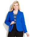 Calvin Klein Women's Blue Plus Size Notched-Collar Two-Button Jacket 16W