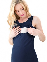 Sweet Mommy Rayon Bamboo Simple Maternity and Nursing Breastfeeding Long Tank Top Shirt