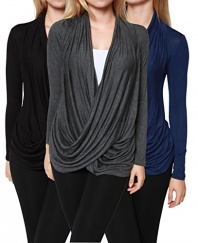 3-Pack: Free to Live Women's Lightweight Criss Cross Cardigans - Made in USA