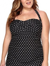 LAUREN Ralph Lauren Womens Plus Size Retro Dot Swim Dress Cover-Up