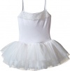 Bloch Girl's Des Demona Tutu Leotard Dress 2-4 White