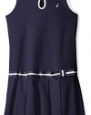 Nautica Girls' Pleated Dress with Button Front Keyhole