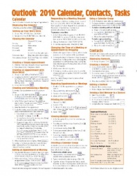 Microsoft Outlook 2010 Calendar, Contacts, Tasks Quick Reference Guide (Cheat Sheet of Instructions, Tips & Shortcuts - Laminated Card)